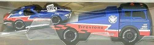 Maisto Elite Transport Ramp Recovery Truck + Chevy Chevrolet Corvette Coupe 1969 "Firestone" 1/64 s