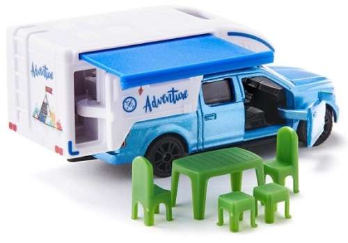 SIKU Diecast Model Car 1693 Ford F 150 F150 Pickup Camper with table and chairs 1/64 scale new