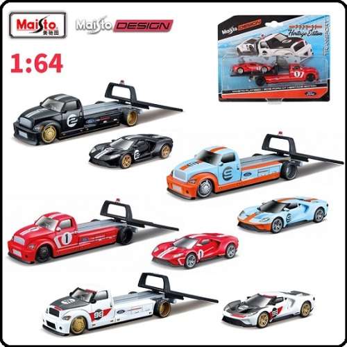 Maisto Elite Transport Flatbed Recovery Truck + Ford GT 2021 Heritage Edition No 9 1/64 scale new