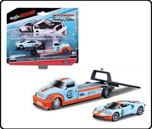 Maisto Elite Transport Flatbed Recovery Truck + Ford GT 2021 Heritage Edition No 9 1/64 scale new