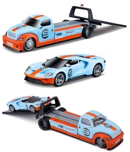 Maisto Elite Transport Flatbed Recovery Truck + Ford GT 2021 Heritage Edition No 9 1/64 scale new