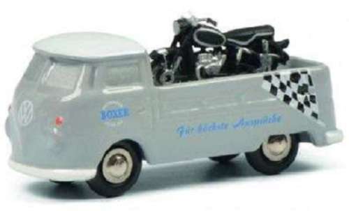 Schuco Piccolo Diecast Model 5635, VW Volkswagen Kombi T 1 T1 Pickup + BMW Motorcycle Bike 1/90 scal