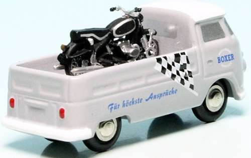 Schuco Piccolo Diecast Model 5635, VW Volkswagen Kombi T 1 T1 Pickup + BMW Motorcycle Bike 1/90 scal