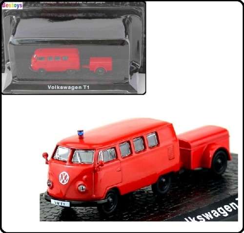 Diecast Model Fire Collection VW Volkswagen Kombi T 1 T1 Bus + Trailer 1/72 OO railway scale new