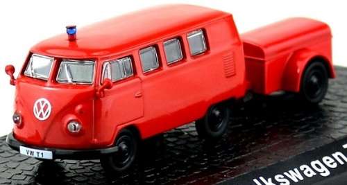 Diecast Model Fire Collection VW Volkswagen Kombi T 1 T1 Bus + Trailer 1/72 OO railway scale new