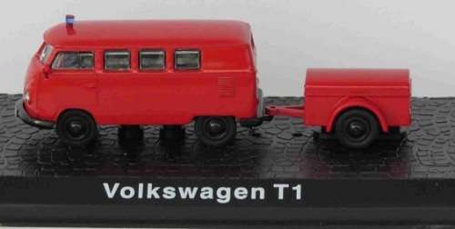 Diecast Model Fire Collection VW Volkswagen Kombi T 1 T1 Bus + Trailer 1/72 OO railway scale new