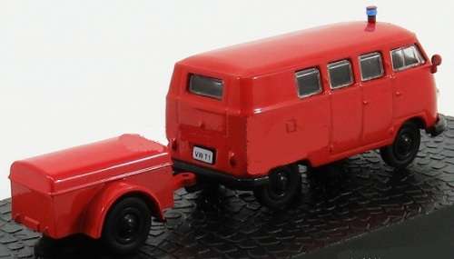 Diecast Model Fire Collection VW Volkswagen Kombi T 1 T1 Bus + Trailer 1/72 OO railway scale new
