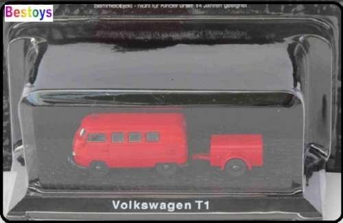 Diecast Model Fire Collection VW Volkswagen Kombi T 1 T1 Bus + Trailer 1/72 OO railway scale new