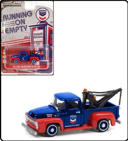 Greenlight Diecast Model Car Running on Empty Ford F 100 F100 Tow Truck 1954 "Standard" 1/64 scale