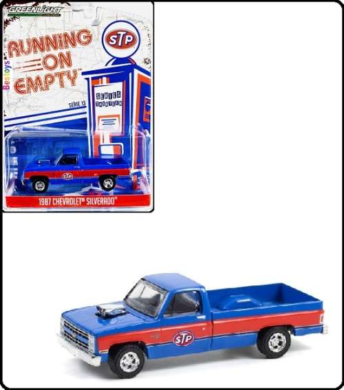 Greenlight Diecast Model Car Running on Empty Chevy Chevrolet Silverado Pickup 1987 Blown motor `STP