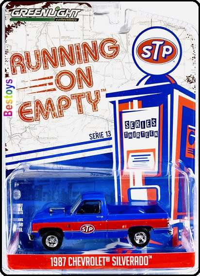 Greenlight Diecast Model Car Running on Empty Chevy Chevrolet Silverado Pickup 1987 Blown motor `STP