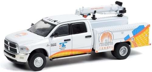 Greenlight Diecast Model Car Dually Dodge RAM 3500 2015 Crane Truck Port of Miami Tunnel 1/64 scale