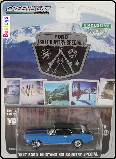Greenlight Exclusive Ford Mustang Ski Country Special 1967 + Skis 1/64 scale
