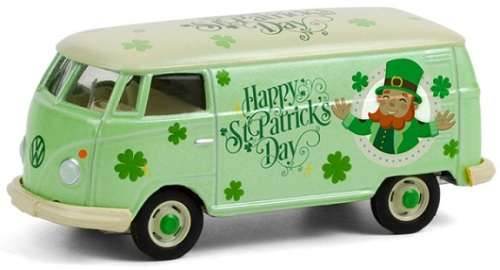 Greenlight Diecast Model Car Exclusive VW Volkswagen T 1 T1 Kombi Panelvan `St Patrick`s Day` 1/64
