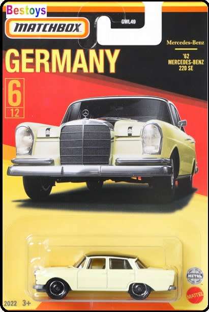 Matchbox Diecast Model Car Germany series Mercedes Benz 220 SE 220SE 1962 No 62 1/64 scale new