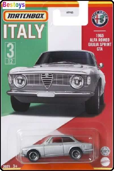 Matchbox Diecast Model Car Italy series Alfa Romeo Giulia Sprint GTA 1965 1/64 scale new in pack