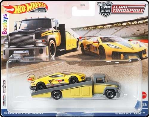 Hot Wheels Hotwheels Car Culture Team Transport Chevy Chevrolet Corvette C8 R + Carry On Truck