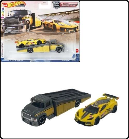 Hot Wheels Hotwheels Car Culture Team Transport Chevy Chevrolet Corvette C8 R + Carry On Truck