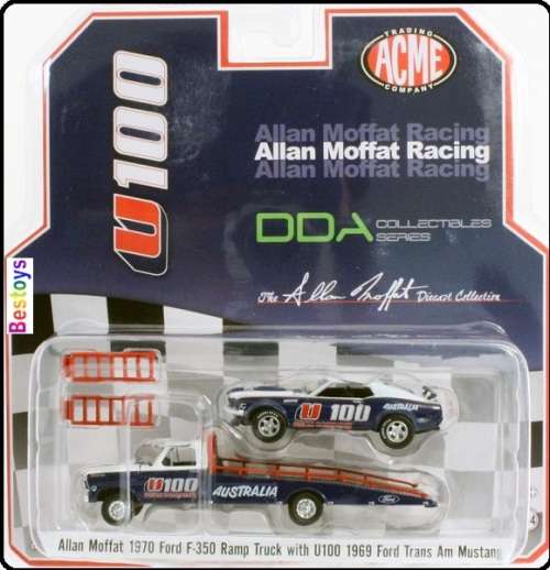 Greenlight Diecast Model Car Allan Moffat Racing Ford Mustang Trans Am 1969 + F 350 Ramp Truck U100