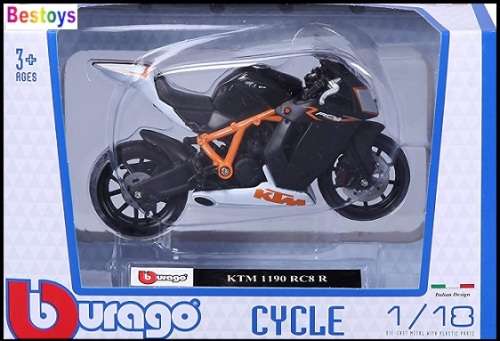 Burago Diecast Model Motorcycle Bike KTM 1190 RC8 R RC 8 R 1/18 scale