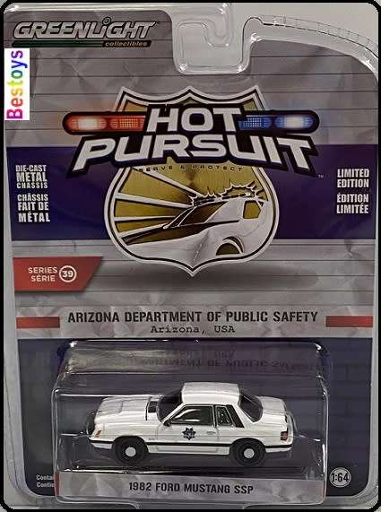 Greenlight Diecast Model Car Hot Pursuit Police Ford Mustang SSP 1982 Arizona Dept of Public Safety