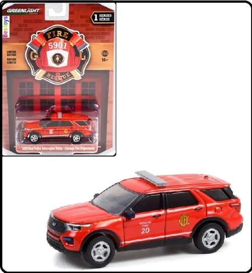Greenlight Diecast Model Car Fire & Rescue Ford Police Interceptor Utility 2020 Chicago Fire Dept