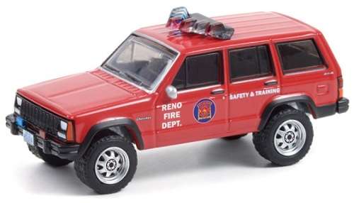 Greenlight Diecast Model Car Fire & Rescue Jeep Cherokee 1990 Reno Nevada Fire Dept 1/64 scale new