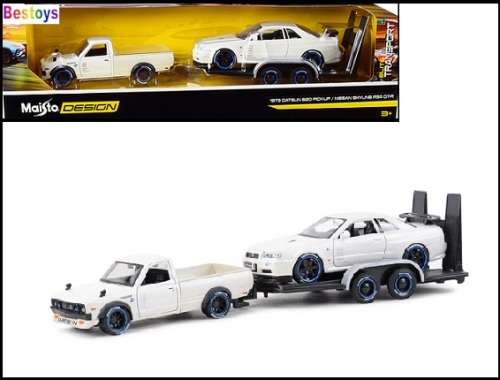 Maisto Diecast Model Car 32754 Design Transport Datsun 620 Pickup 1973 + Nissan Skyline GT R GTR R34