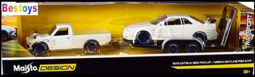Maisto Diecast Model Car 32754 Design Transport Datsun 620 Pickup 1973 + Nissan Skyline GT R GTR R34
