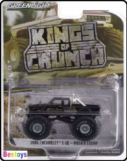 Greenlight Diecast Model Car Kings of Crunch Monster Truck Chevy Chevrolet S 10 S10 1986 Push n Stom