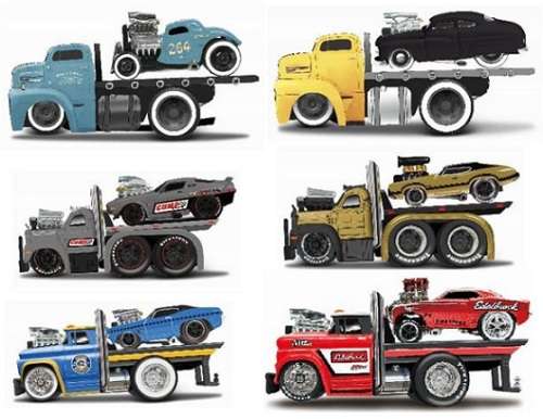 Maisto Muscle Machines Diecast Model Car Transport Ford COE Flatbed 1950 + Mercury 1949 1/64 scale