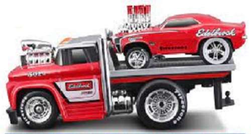Maisto Muscle Machines Diecast Model Car Transport Chevy Chevrolet C60 Flatbed 1966 + Camaro SS 1969