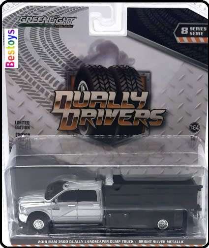 Greenlight Diecast Model Car Dually Dodge RAM 3500 2018 Landscaper Dump Truck 1/64 scale new in pack