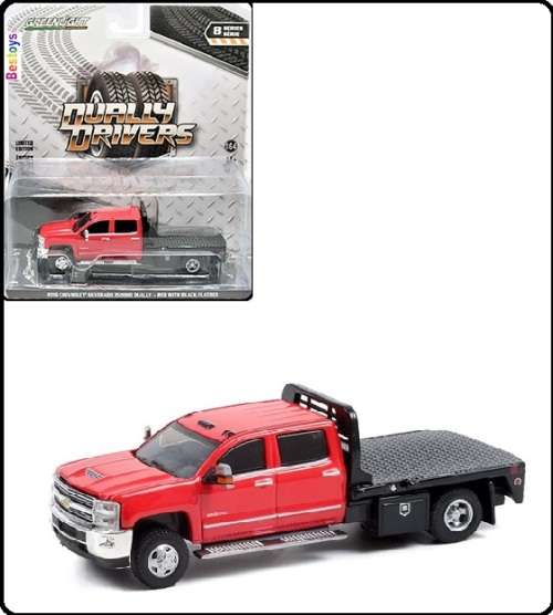 Greenlight Diecast Model Car Dually Chevy Chevrolet Silverado 3500 HD 2016 Flatbed 1/64 scale new