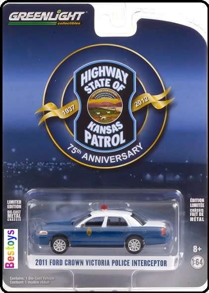 Greenlight Diecast Model Car Anniversary Series Ford Crown Victoria Police 2011 Kansas Highway Patro