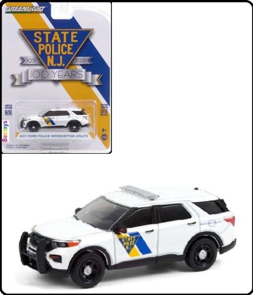 Greenlight Diecast Model Car Anniversary Series Ford Police Interceptor Utility 2021 New Jersey Stat