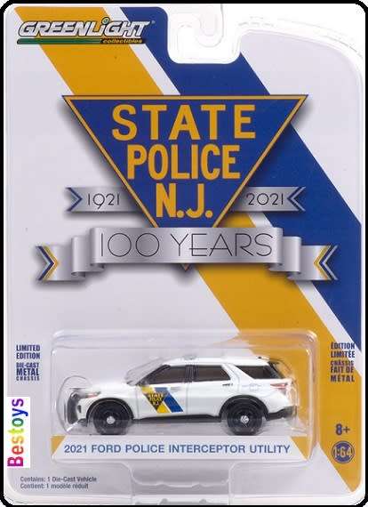 Greenlight Diecast Model Car Anniversary Series Ford Police Interceptor Utility 2021 New Jersey Stat