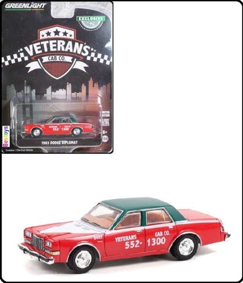 Greenlight Diecast Model Car Exclusive Dodge Diplomat 1983 `Veteran`s Cab Co` Taxi 1/64 scale new