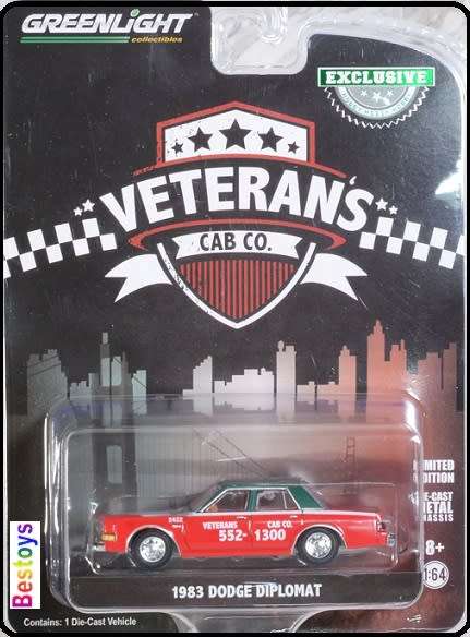 Greenlight Diecast Model Car Exclusive Dodge Diplomat 1983 `Veteran`s Cab Co` Taxi 1/64 scale new