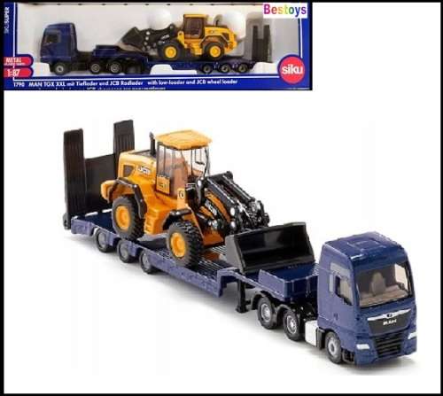 SIKU Diecast Model 1790 MAN TGX XXL Truck + Lowbed trailer + JCB Wheeled Loader 1/87 HO railway scal