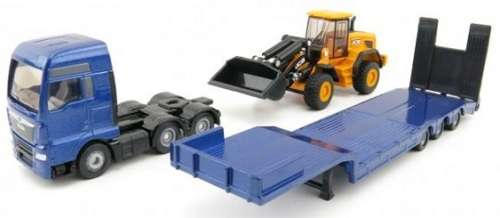 SIKU Diecast Model 1790 MAN TGX XXL Truck + Lowbed trailer + JCB Wheeled Loader 1/87 HO railway scal