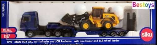 SIKU Diecast Model 1790 MAN TGX XXL Truck + Lowbed trailer + JCB Wheeled Loader 1/87 HO railway scal