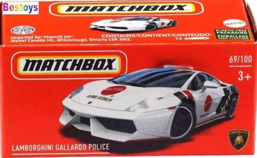 Matchbox Diecast Model Car Power Grab 2022 69 / 100 Lamborghini Gallardo Police `Mattel` 1/64 scale