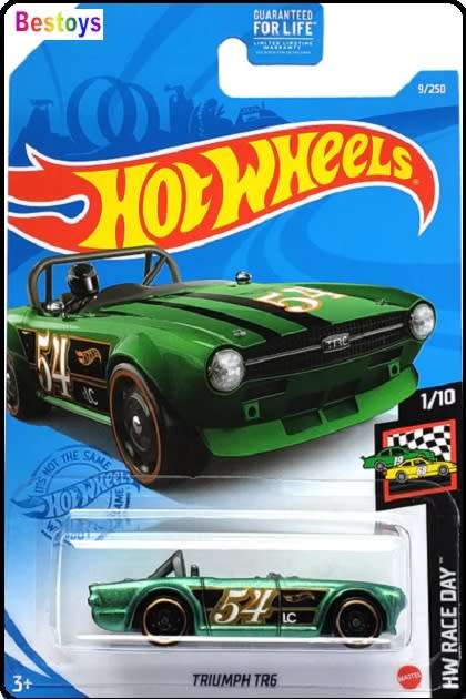 Hotwheels Hot Wheels Diecast Model Car 2021 9/250 Triumph TR 6 TR6 Race Day No 54 1/64 scale