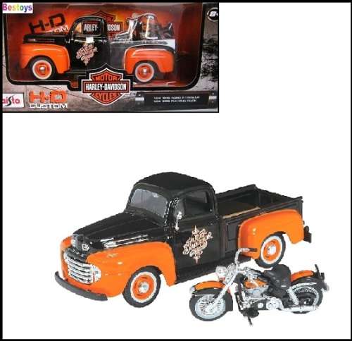 Maisto 32161 Ford F1 F 1 Pickup 1948 + Harley Davidson Duo Glide 1958 1/24 scale