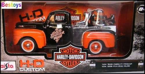 Maisto 32161 Ford F1 F 1 Pickup 1948 + Harley Davidson Duo Glide 1958 1/24 scale
