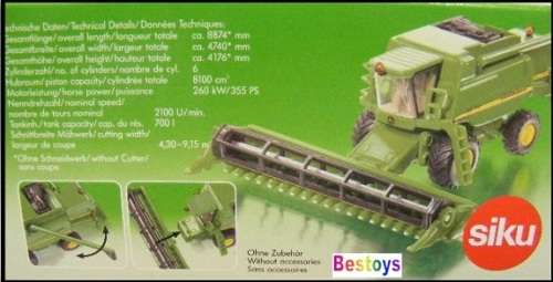SIKU Diecast Model 1876 John Deere T 670i Combine Harvester Farm 1/87 HO railway scale new in pack