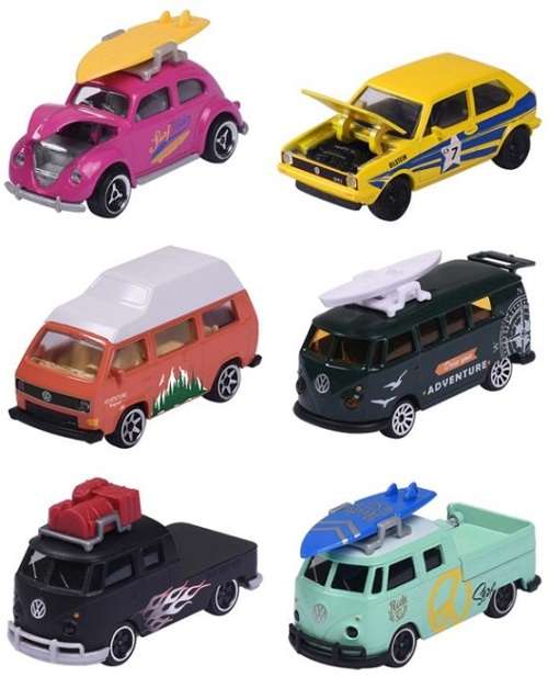 Majorette Diecast Model Car VW Volkswagen Kombi T 1 T1 Double Cab Pickup + surfboard 1/64 scale new