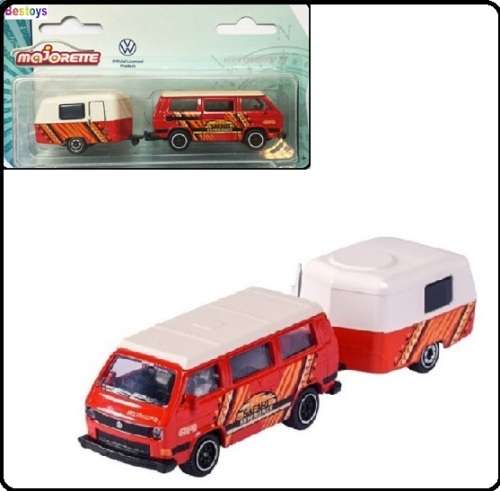 Majorette Diecast Model Car 2 pk VW Volkswagen Kombi T 3 T3 Bus + & Eriba Puck Caravan 1/64 scale