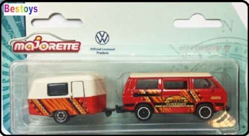 Majorette Diecast Model Car 2 pk VW Volkswagen Kombi T 3 T3 Bus + & Eriba Puck Caravan 1/64 scale
